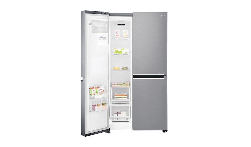 LG Inverter Linear Compressor™ GSL961PZBV American Style Fridge Freezer, 601L, Shiny Steel - F, GSL961PZBV
